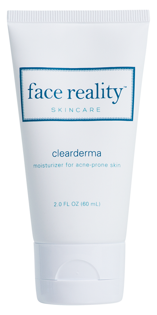 60ml squeeze bottle of Face Reality Skincare clearderma moisturizer for acne-prone skin